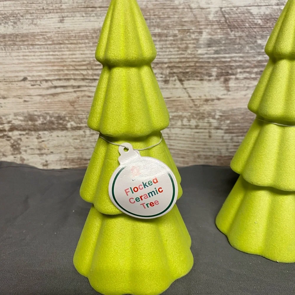 NWT 2024 Target bullseye Green/Yellow flocked trees and ornament set